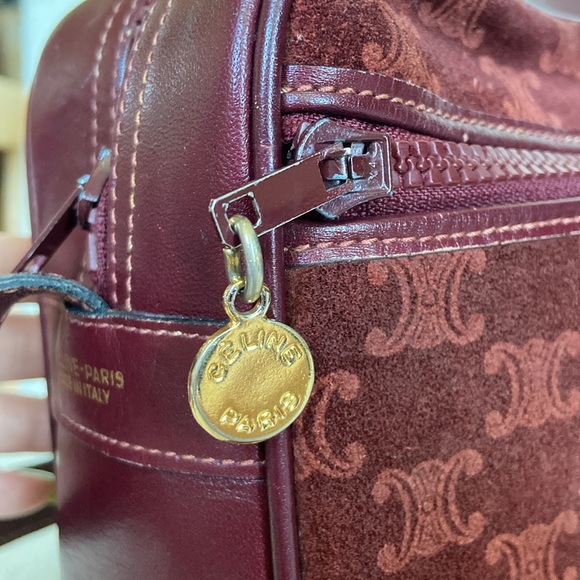 Celine Wine Suede Logo Crossbody - Picture 13 of 17
